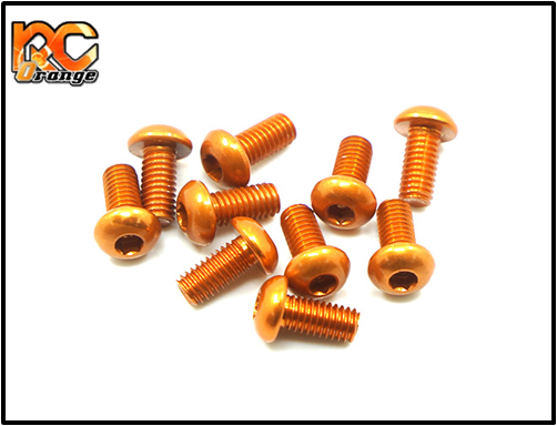 YEAH RACING – AHP-312OR – 1/10 – Vis titane M3x12 hexagonale à tête ronde  filetage fin 10pcs orange – Rcorange