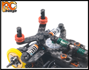 RC ORANGE PN RACING 600801 Plaque damortisseur a friction carbone special Tri Damper avec support de carrosserie lexan 1