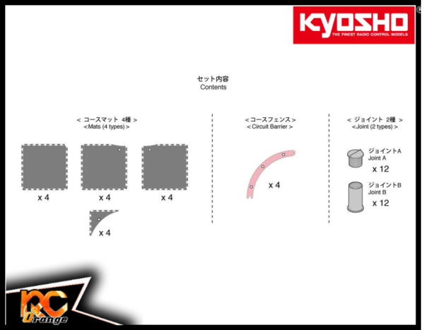RC ORANGE KYOSHO Mini Z Grand Prix Circuit 87053 02B Kit virage intérieur large 50cmx50cm