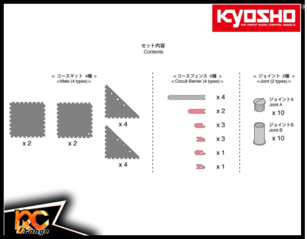 RC ORANGE KYOSHO Mini Z Grand Prix Circuit 87053 03B Kit angles 45° 50cmx50cm 1