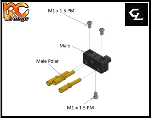 RC ORANGE GL RACING GL CR 20 M Connecteur haut de gamme 3 branches Male