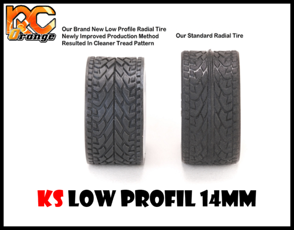 RC ORANGE PN RACING KS4930 Pneu arriere 14mm en gomme KSM Compound Low Profil Radial MEDIUM 1