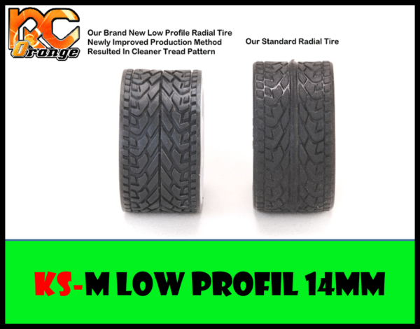 RC ORANGE PN RACING KSM720 Pneu arriere 14mm en gomme KSM Compound Low Profil Radial SUPER SOFT pour RCP Track 1 Paire 2