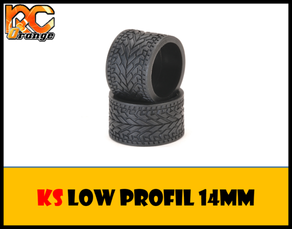 RC ORANGE KS4920 Pneu arrière 14mm Low Profil en gomme KS Compound Radial MEDIUM pour RCP Track (1 Paire)