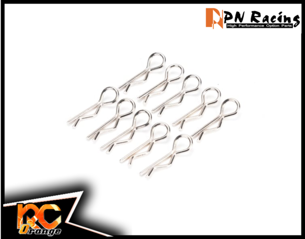 RC ORANGE PN RACING 800102S SUPPORT CARRO 10 Clips pour carrosserie lexan silver