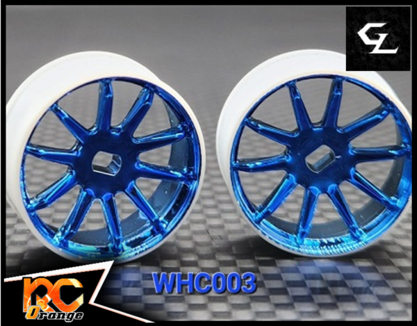 RC ORANGE GL RACING WHC003 B Jante avant R10 carbone AWD 1 paire chromée bleu