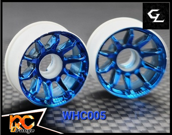 RC ORANGE GL RACING WHC005 B Jante avant R10 2WD 1 paire chromée bleu