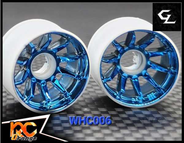 RC ORANGE GL RACING WHC006 B Jante arrière R10 2WD 1 paire chromée bleu