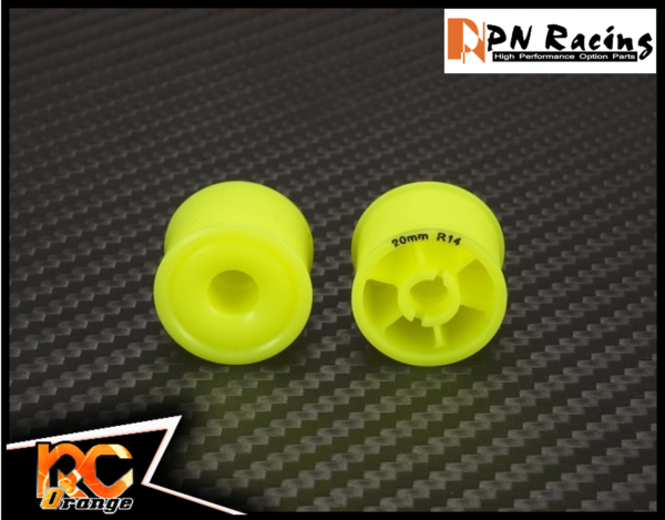 RC ORANGE PN RACING MR2089R14 Jante arrière 14mm Formula en delrin 20 mm à bord extérieur relevé Jaune Fluo 1