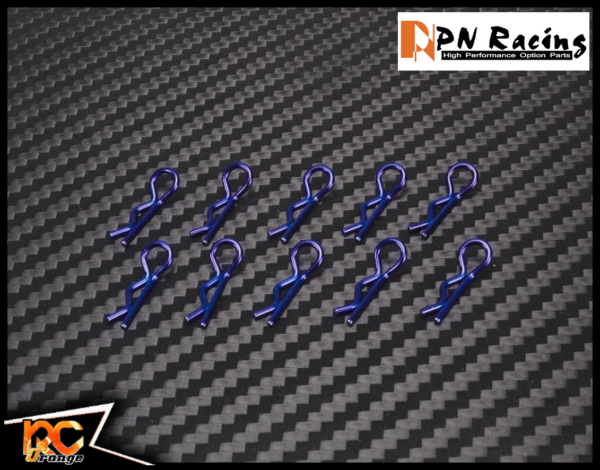 RC ORANGE PN RACING 800101B SUPPORT CARRO 10 Clips micro ultra pour carrosserie lexan Bleu