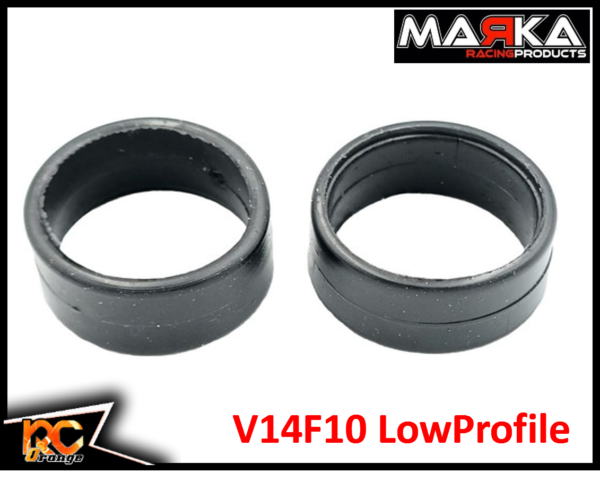RC ORANGE MARKA – V14F10 LP – Mini Z 1 28 Pneu slick avant gomme V14 10° LOW PROFILE pour RCP track (1 paire)